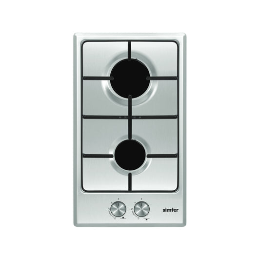 Simfer | H3.200.VGRIM | Gas-Kochfeld | 2 Kochzonen | 3850 W | Elektrische Zündung | Flammenüberwachung | Edelstahl