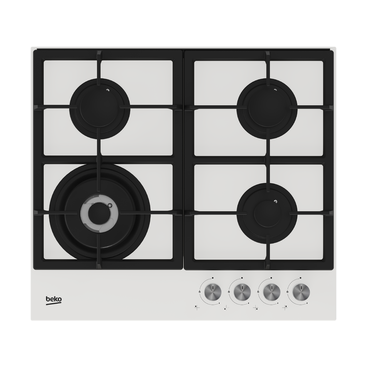 Beko | HILW 64225 SW | Gas Hob | 4 Cooking Zones | Wok Burner | Electric Ignition | Flame Failure Protection | White