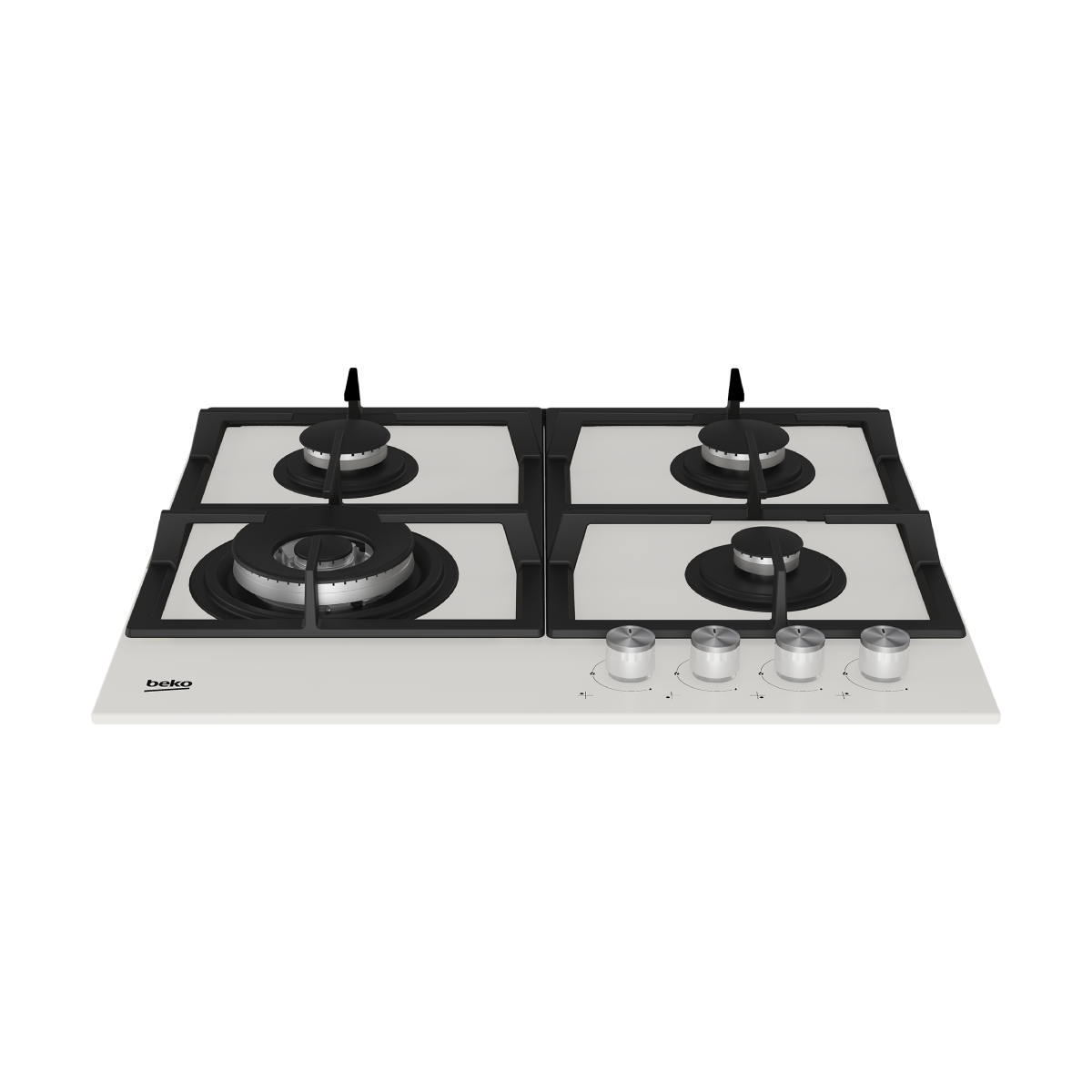 Beko | HILW 64225 SW | Gas Hob | 4 Cooking Zones | Wok Burner | Electric Ignition | Flame Failure Protection | White