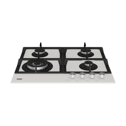 Beko | HILW 64225 SW | Gas Hob | 4 Cooking Zones | Wok Burner | Electric Ignition | Flame Failure Protection | White