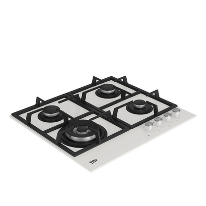 Beko | HILW 64225 SW | Gas Hob | 4 Cooking Zones | Wok Burner | Electric Ignition | Flame Failure Protection | White