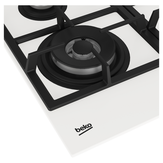 Beko | HILW 64225 SW | Gas Hob | 4 Cooking Zones | Wok Burner | Electric Ignition | Flame Failure Protection | White