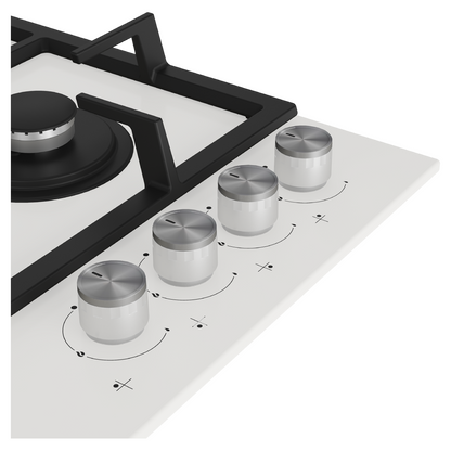 Beko | HILW 64225 SW | Gas Hob | 4 Cooking Zones | Wok Burner | Electric Ignition | Flame Failure Protection | White