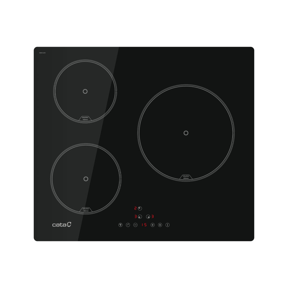 CATA | Induction Hob | IB 6403E2 BK | 3 Cooking Zones | 9 Power Levels + Booster | Touch Control | Timer | Black
