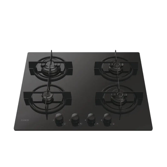 Candy | Gas on Glass Hob | CVW6BB | 4 Cooking Zones | 3 Gas Burners | Knobs | Black