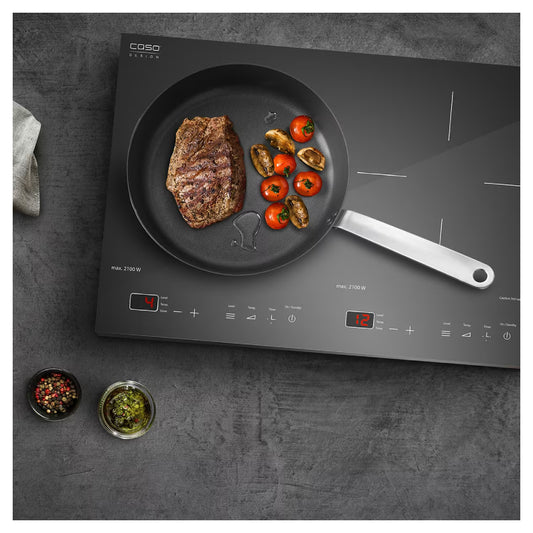 CASO Germany | S-Line | Induction Hot Plate | 3500 | 3500 W | 2 Cooking Zones | Sensor Touch | Timer | Black/Silver