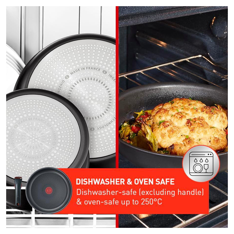 TEFAL | Ingenio Daily Chef | Pots & Pans Set | L7629453 | 4 pcs | 18/22/26 cm | Induction | Removable Handle | Black