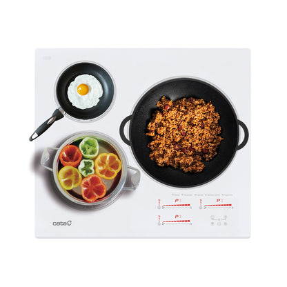 CATA | Induction Hob | INSB 6030 WH | 3 Cooking Zones | 9 Power Levels + Booster | Slider Touch Control | White
