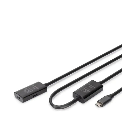 Digitus | USB extension cable | 24 pin USB-C | Male | Female | 10 m | Black