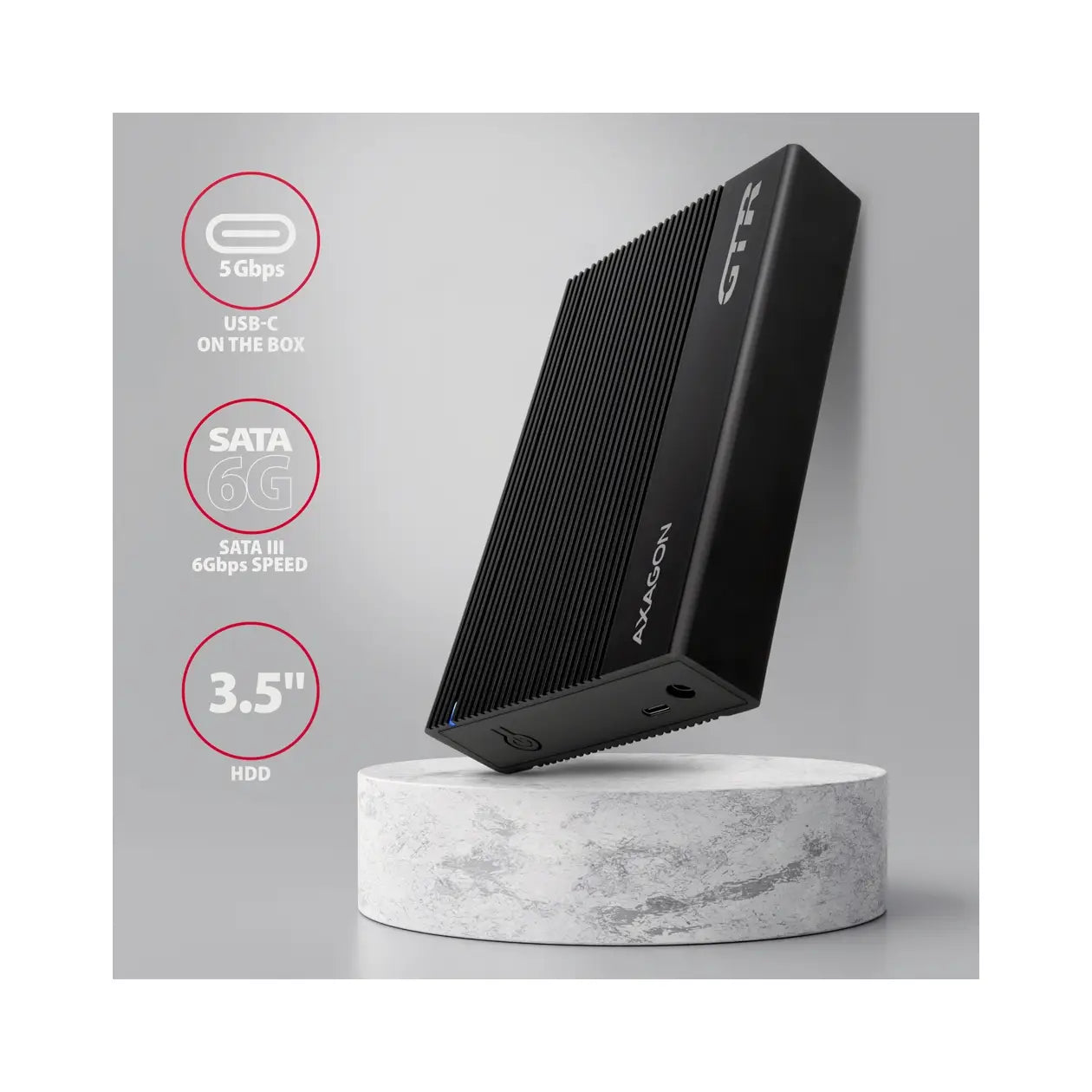AXAGON | Storage enclosure | EE35-GTR | Hard drive | 3.5" | SATA 6Gb/s | USB-C 3.2