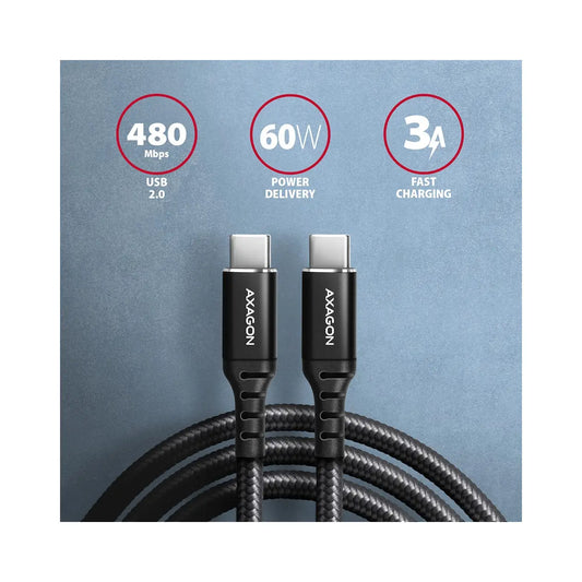 AXAGON | USB-C cable | 24 pin USB-C | Male | 1.5 m | Black