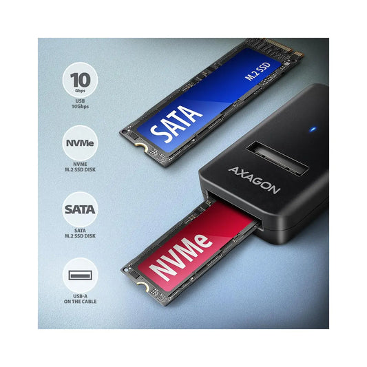 AXAGON | M.2 NVMe & SATA SSD adapter | ADM2-AM | USB-A | 10 Gbps