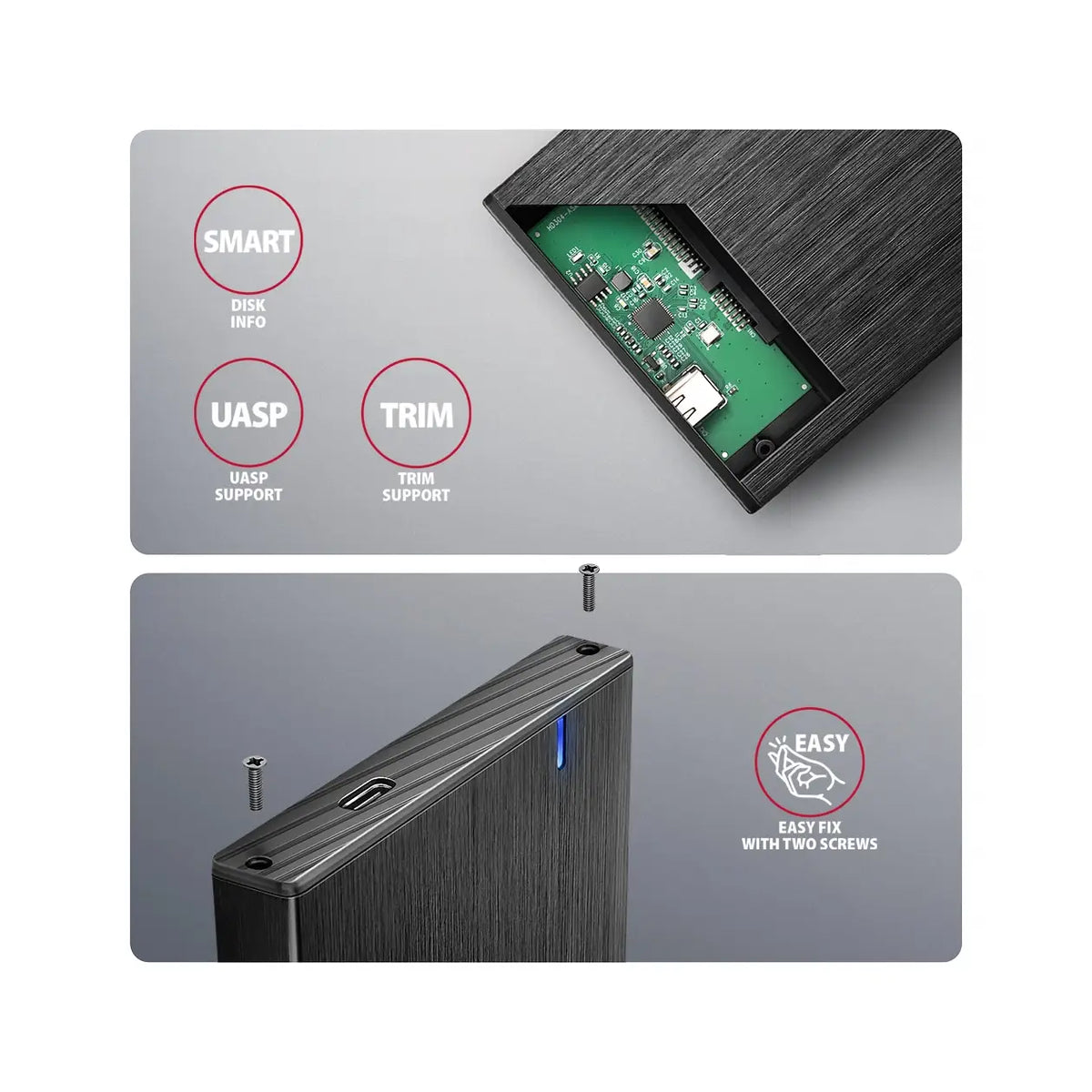 AXAGON | Storage enclosure | Hard drive | 2.5" | SATA 6Gb/s | Black
