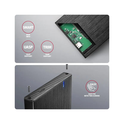 AXAGON | Storage enclosure | Hard drive | 2.5" | SATA 6Gb/s | Black