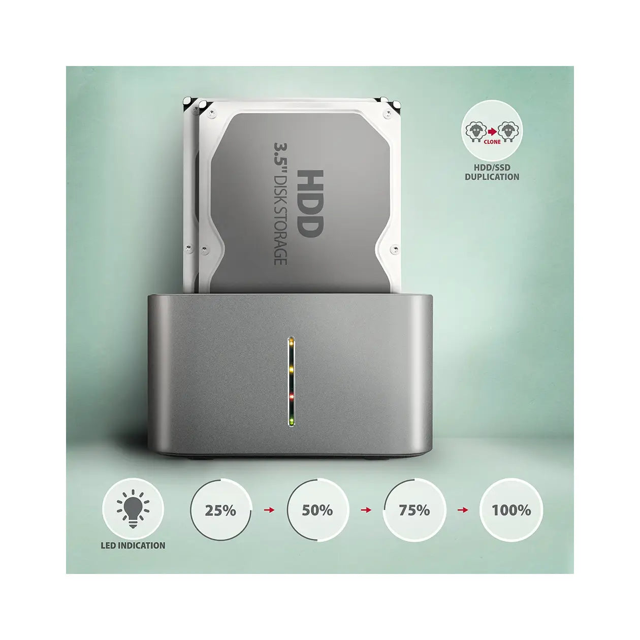 AXAGON | HDD/SSD DUAL dock SuperSpeed | USB DUAL 2.5"/3.5" | ADSA-DC