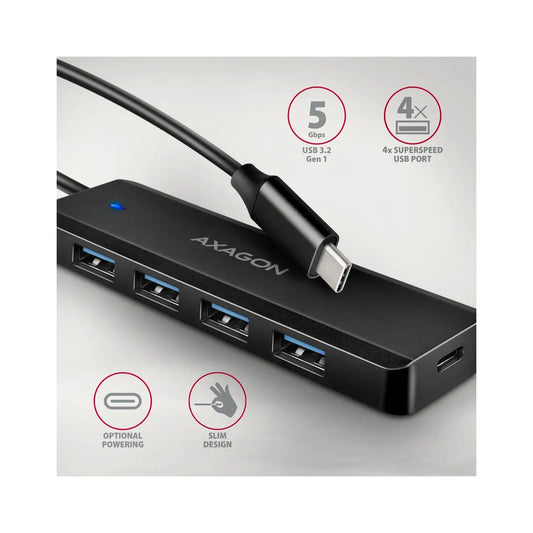 AXAGON | Hub | HUE-C1C | USB-C | 5Gbps | Ports Qty 4 | Black