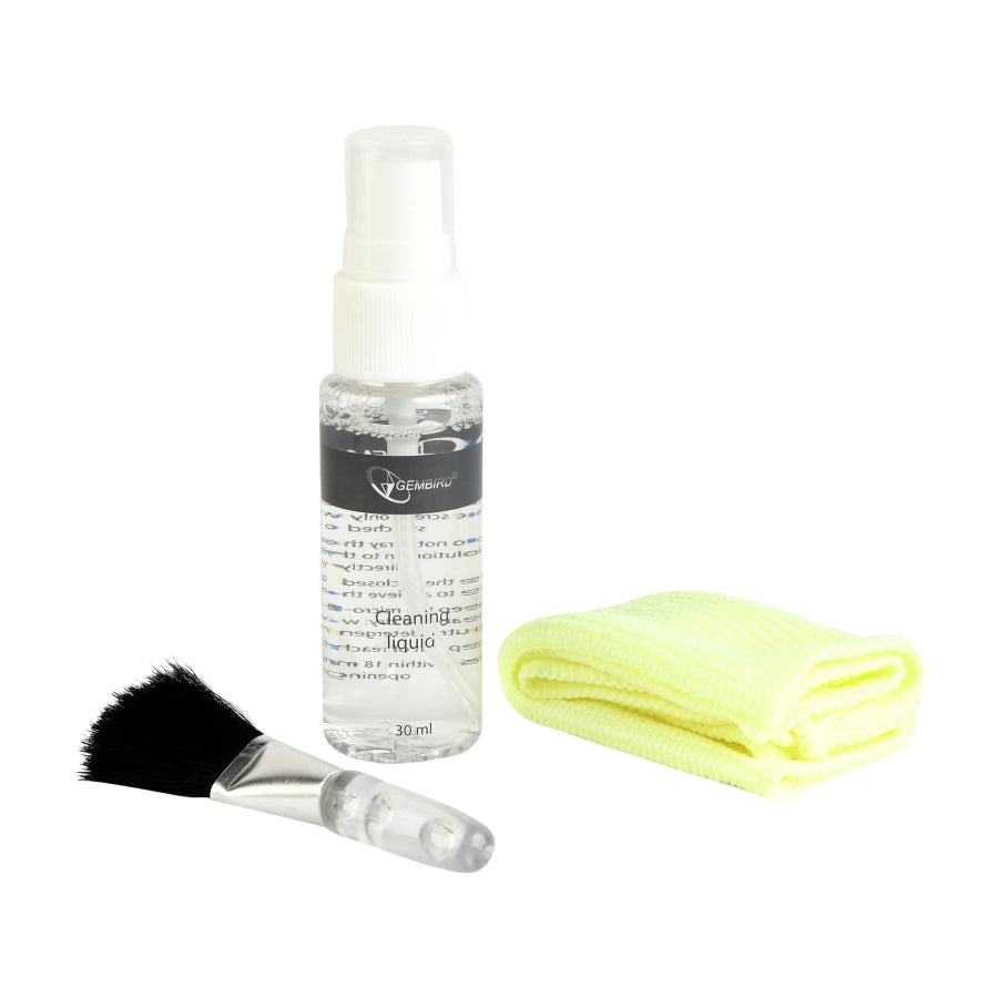 Gembird | LCD Screen Cleaning Kit | CK-LCD-04 | 30 ml Spray | Brush | Microfibre Cloth | Yellow/Transparent