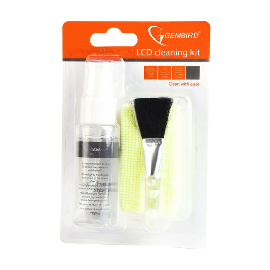 Gembird | LCD Screen Cleaning Kit | CK-LCD-04 | 30 ml Spray | Brush | Microfibre Cloth | Yellow/Transparent