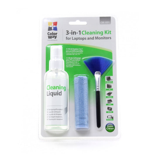 ColorWay | 3-in-1 Screen Cleaning Kit | CW-1031 | Cleaning Liquid | Microfibre Cloth | Brush