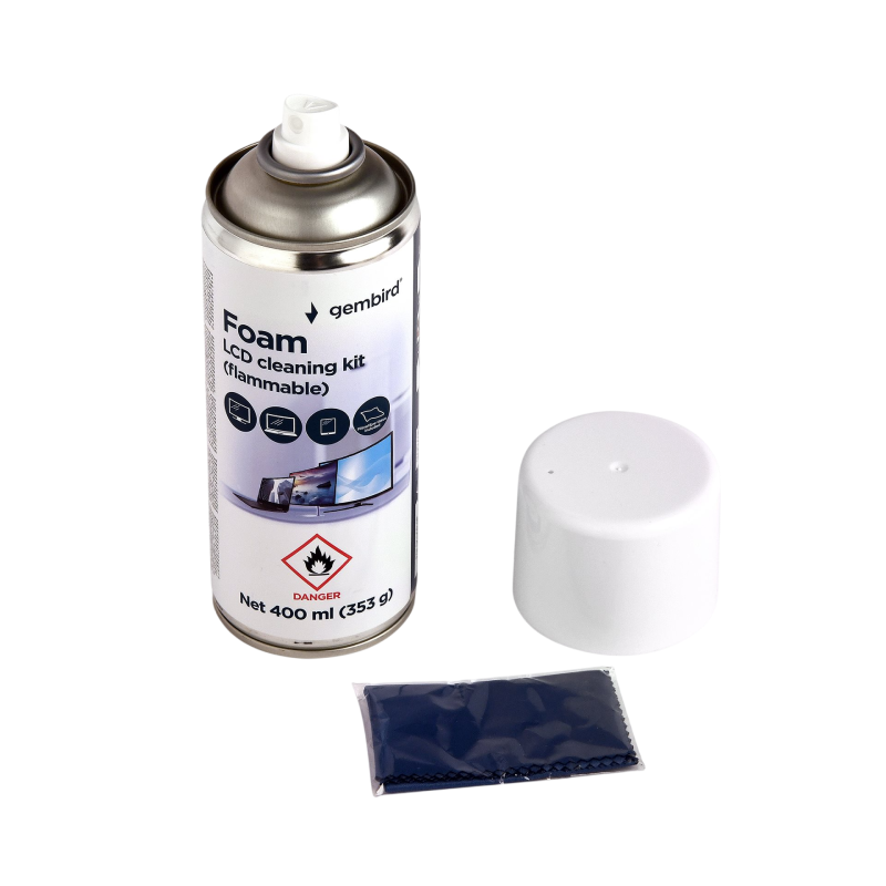 Gembird | Display Cleaning Kit | CK-LCD-08 | 400 ml Cleaning Fluid | Microfibre Cloth | Blue/Silver