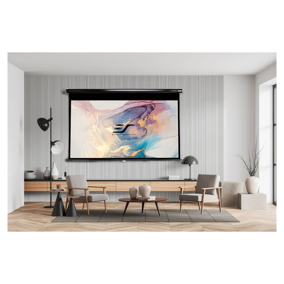 Elite Screens | Manual Series | M99UWS1 | 99" | 1:1 | Manual Projection Screen | MaxWhite | Black