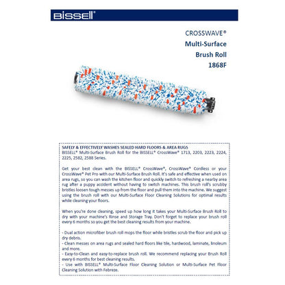 Bissell | CrossWave Multi-Surface Brush Roll | 1868F | Replacement Brush Roll | For CrossWave