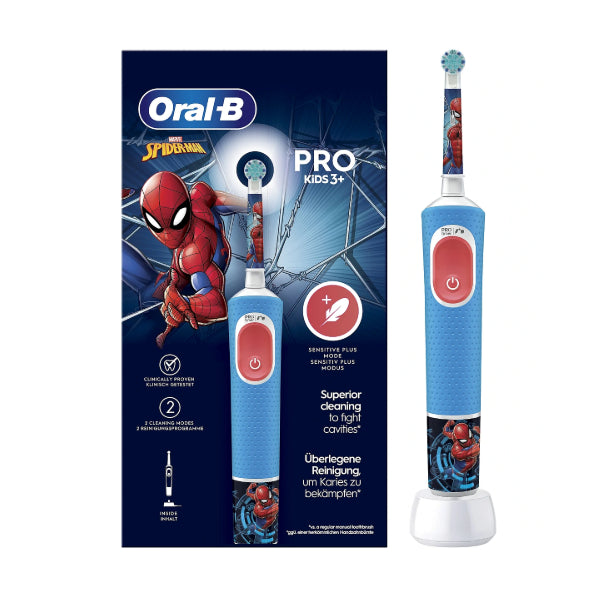 Oral-B | Vitality PRO Kids Spiderman | Rechargeable Electric Toothbrush | For Kids | 2 Modes | 1 Brush Head