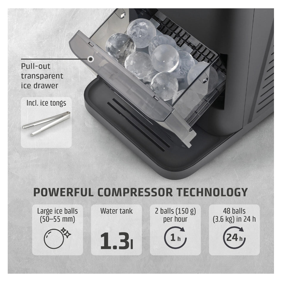 Caso | IceBall Pro | 03404 | Ice Ball Maker | 1.3 L | 130 W | Matt Black