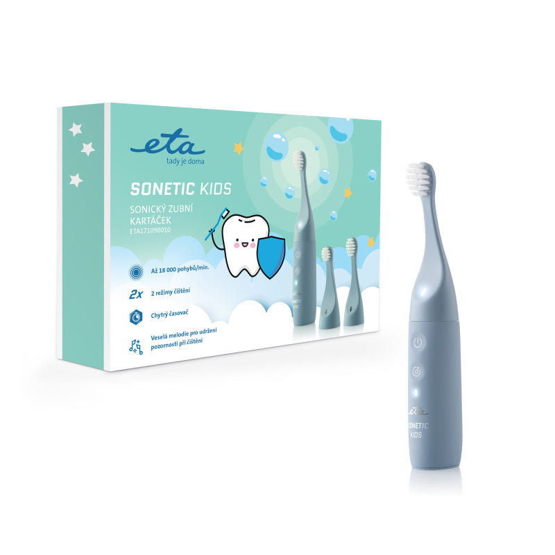 ETA | Sonetic Kids 171090010 | ETA171090010 | Rechargeable Sonic Toothbrush | For Kids | 2 Brush Heads | Blue