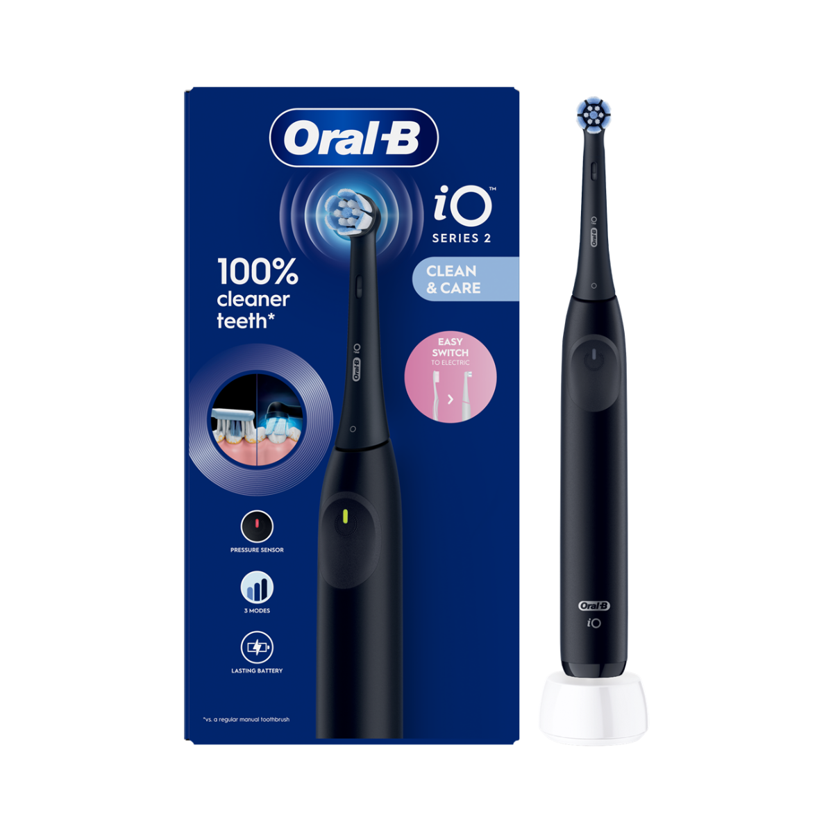 Oral-B | iO2 | iO2 Night Black | Rechargeable Electric Toothbrush | 3 Modes | 1 Brush Head | Night Black