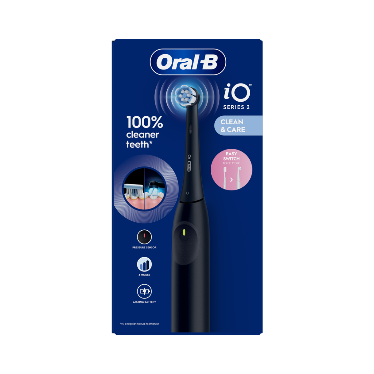 Oral-B | iO2 | iO2 Night Black | Rechargeable Electric Toothbrush | 3 Modes | 1 Brush Head | Night Black