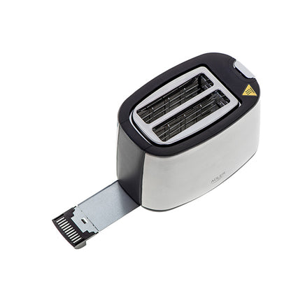 Adler | AD 3214 | 900 W | 2-Slice Toaster | Stainless Steel | Black | Silver