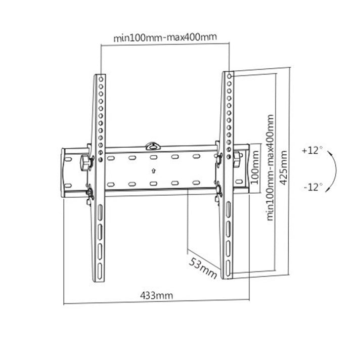 Gembird | WM-55T-02 | 32–55" | Tilting TV Wall Mount | VESA 200×200–400×400 | 40 kg | Black