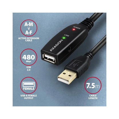 AXAGON | USB extension cable | Female | 4 pin USB Type A | Male | 4 pin USB Type A | 7.5 m