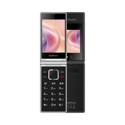 myPhone | Tango 2 | TEL001110 | 4G Feature Phone | Dual Screen | 3.5" IPS | Dual-SIM | 1700 mAh | Black/Silver