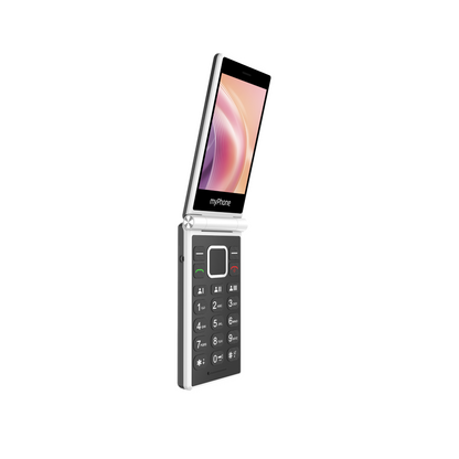 myPhone | Tango 2 | TEL001110 | 4G Feature Phone | Dual Screen | 3.5" IPS | Dual-SIM | 1700 mAh | Black/Silver