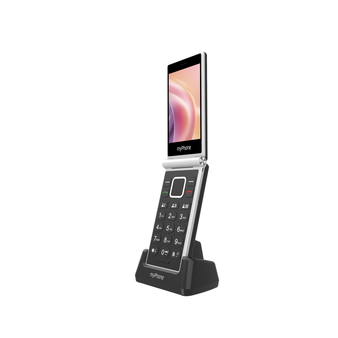 myPhone | Tango 2 | TEL001110 | 4G Feature Phone | Dual Screen | 3.5" IPS | Dual-SIM | 1700 mAh | Black/Silver