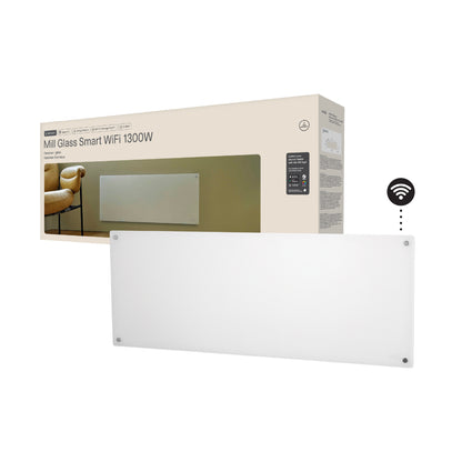 Mill | GL1300WIFI4 | Glass Smart WiFi Panel Heater Gen. 4 | Panel Heater | 1300 W | 15–19 m² | White