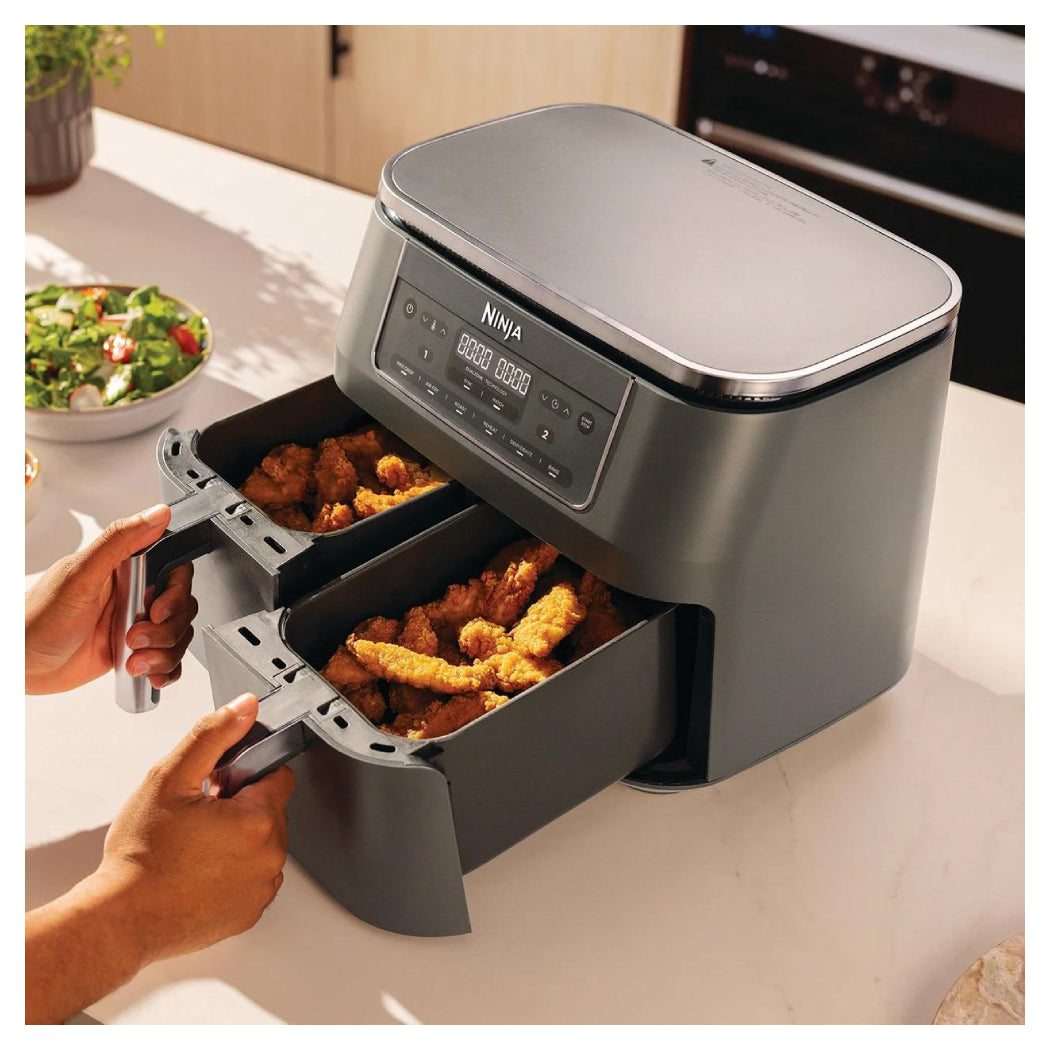 NINJA | DZ300EU | Double Hot Air Fryer | 2400 W | 7.6 L | 6 Programs | Grey