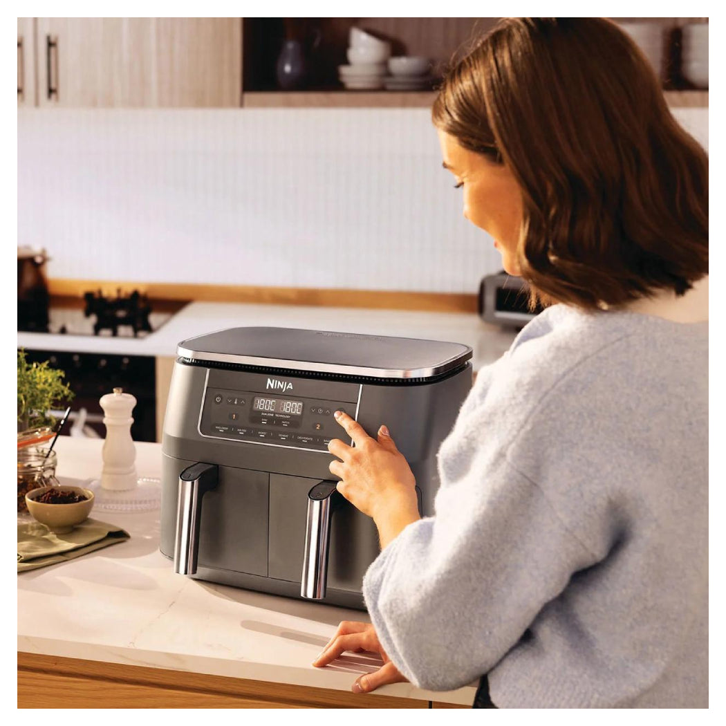 NINJA | DZ300EU | Double Hot Air Fryer | 2400 W | 7.6 L | 6 Programs | Grey
