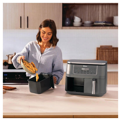 NINJA | DZ300EU | Double Hot Air Fryer | 2400 W | 7.6 L | 6 Programs | Grey