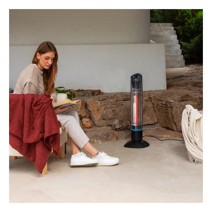 Cecotec | ReadyWarm 1000 Power Tower | 8265 | Halogen Heater | 1000 W | 2 Power Levels | 90° Oscillation | Remote Control | Black | IP55