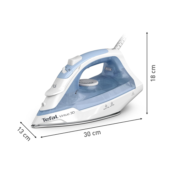TEFAL | FV2C41G0 | Virtuo 30 | Steam Iron | 2000 W | 25 g/min | 120 g/min | 240 ml | Calm Blue