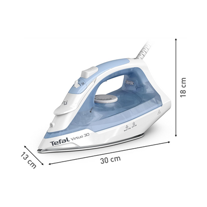 TEFAL | FV2C41G0 | Virtuo 30 | Steam Iron | 2000 W | 25 g/min | 120 g/min | 240 ml | Calm Blue