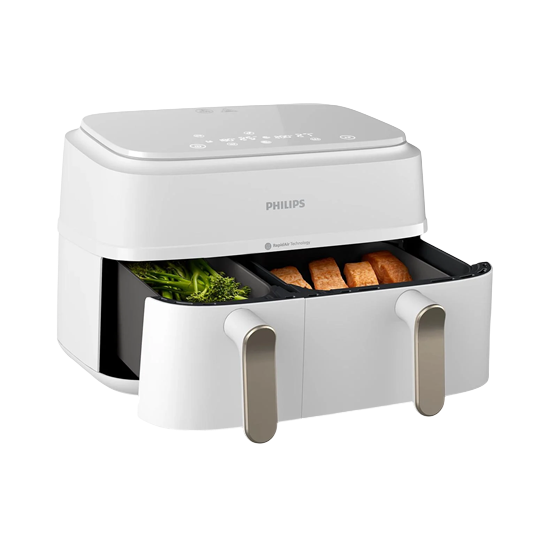 Philips | NA353/10 | 3000 Series Dual Basket Airfryer | 2750 W | 9 L | 8 Programs | Rapid Air Plus | White