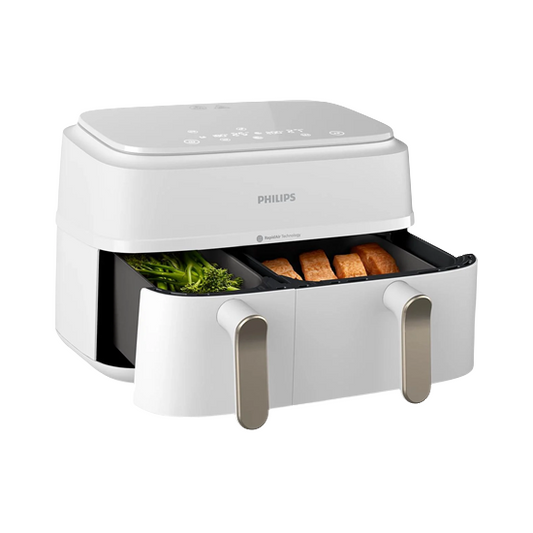Philips | NA353/10 | 3000er Serie Dual-Basket Heißluftfritteuse | 2750 W | 9 L | 8 Programme | Rapid Air Plus | Weiß