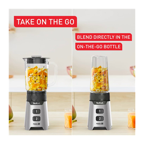 TEFAL | BL16GE30 | MiniMix Blender | Tabletop | 400 W | 0.7 L | Glass Jar | Silver