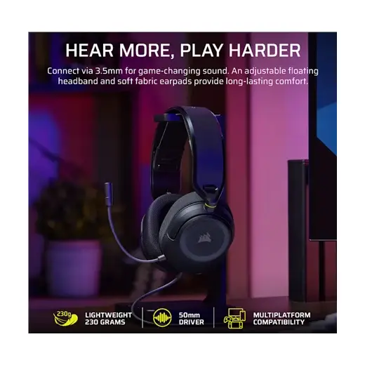 CORSAIR | Gaming Headset | HS35 v3 | Full size | Wired | 3.5 mm jack | Carbon