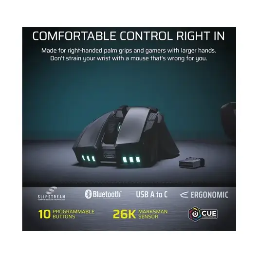CORSAIR | Mouse | IRONCLAW SE | Wireless | Wired | 2.4 GHz | Bluetooth | USB | 26000 dpi | Black