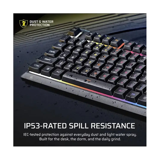 Corsair | Clavier gaming | SKIFF 100 PLUS | Filaire | Rétroéclairage RVB 10 zones | Membrane | US | Noir